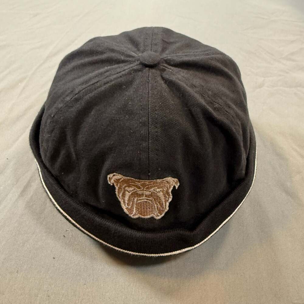 Vintage Tex Kap Bulldog "Large In Charge" Black Docker Beanie Hat Cap